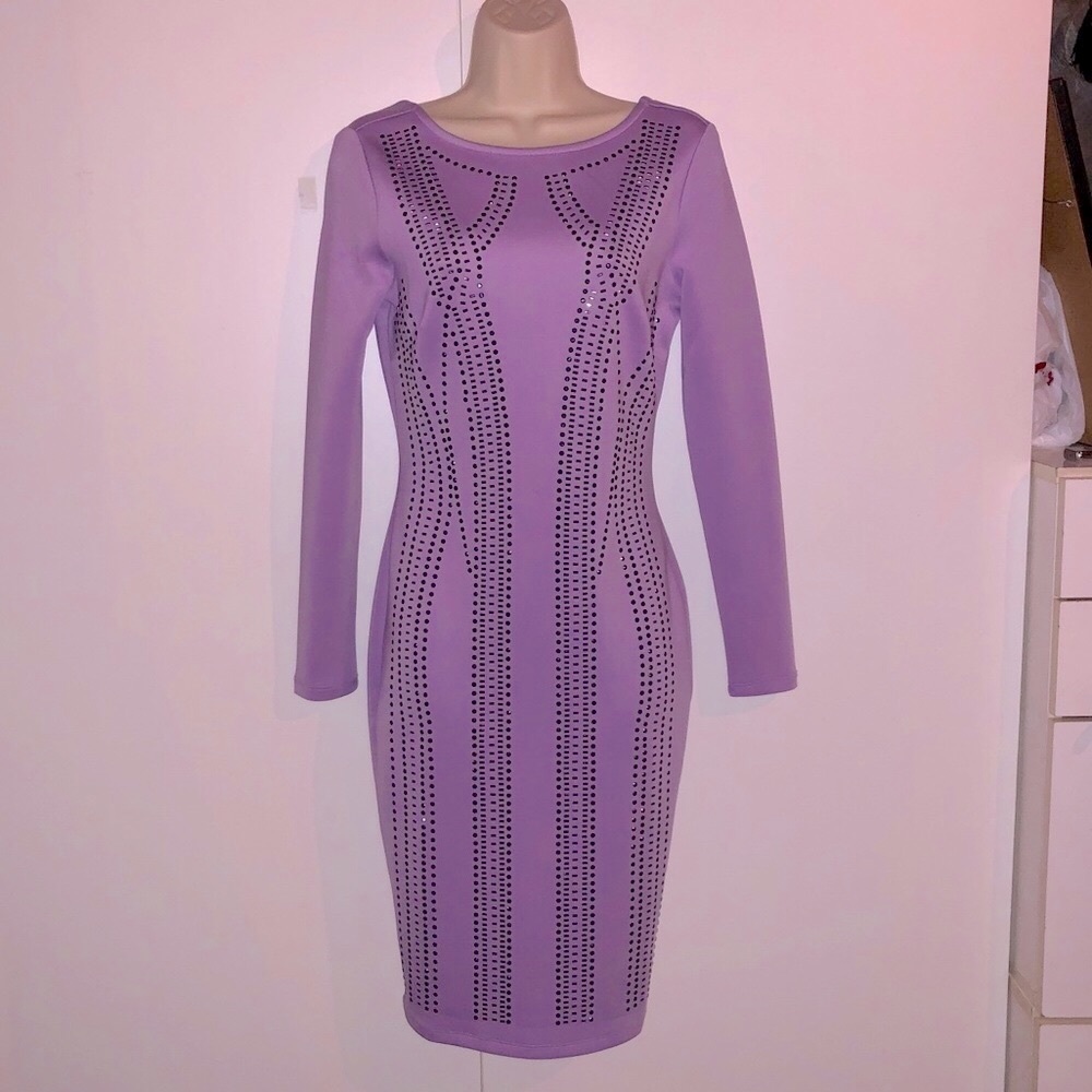 NWOT Lavender studded bodycon dress - Picture 3 of 5